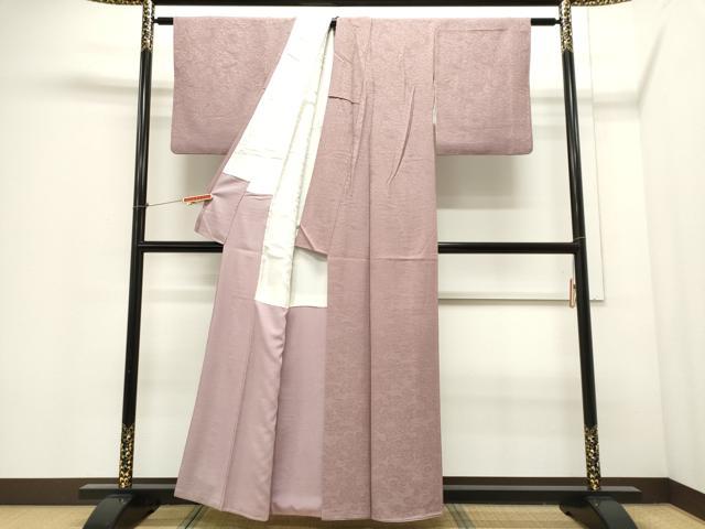平和屋着物■上質な色無地 流水花地紋 紅藤色 正絹 逸品 CABC7939ou