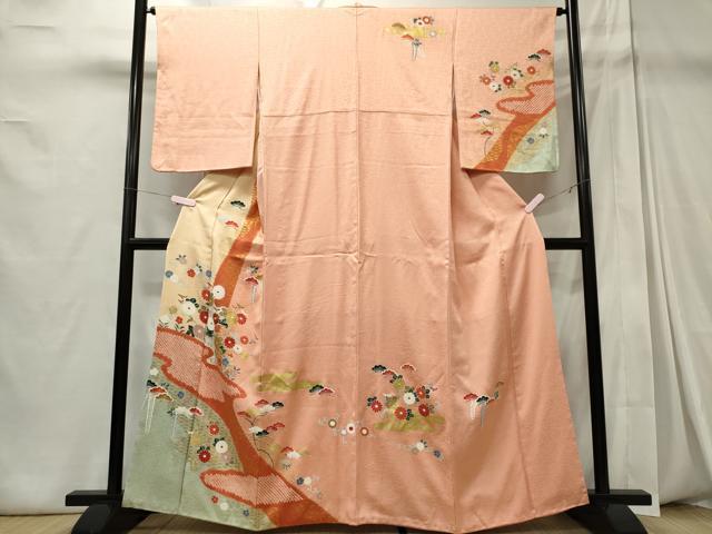 平和屋着物■訪問着 刺繍 絞り 花松文 正絹 逸品 CABC7970ou
