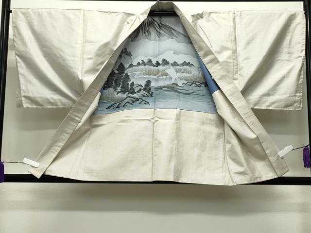 平和屋着物●男性 紬 アンサンブル 網代織り 正絹 逸品 未使用 CABC8038gh