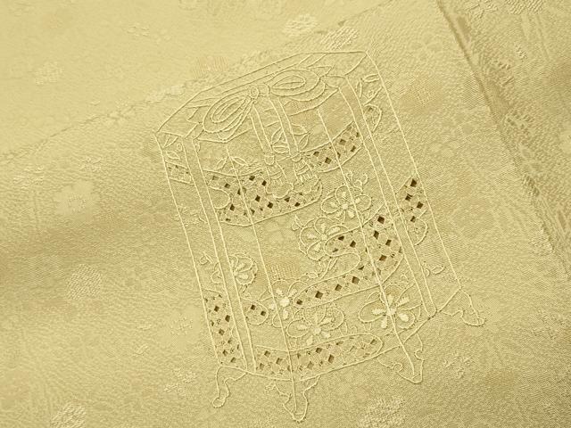 平和屋着物●中国三大刺繍 スワトウ刺繍 相良刺繍 無地絵羽訪問着 貝桶花文 淡黄色 正絹 逸品 未使用 CABC8051gh