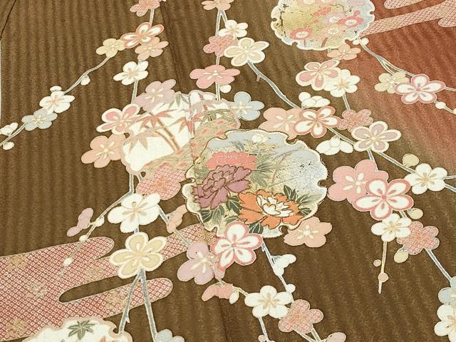 平和屋着物●訪問着 駒刺繍 雪輪松竹梅文 暈し染め 金銀彩 正絹 逸品 CABC8069gh