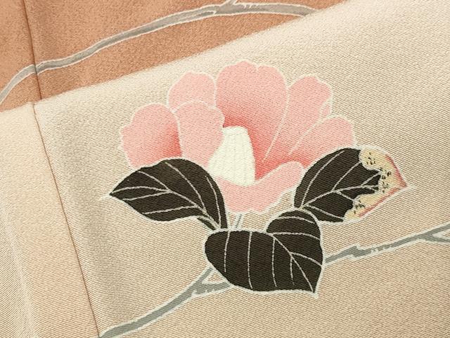 平和屋着物●訪問着 友禅 作家物 休み鳥枝椿 暈し染め 正絹 逸品 CABC8102gh