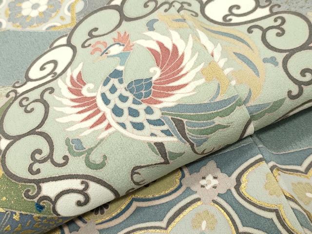 平和屋着物●豪華色留袖 作家物 駒刺繍 鳳凰花唐草文 金彩 正絹 逸品 CABC8125gh