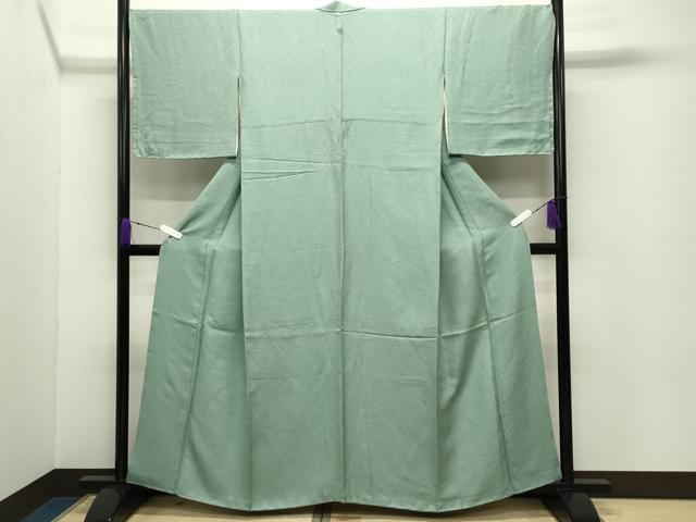 平和屋着物●上質な色無地 紋意匠 薄萌葱色 正絹 逸品 CABC8135gh