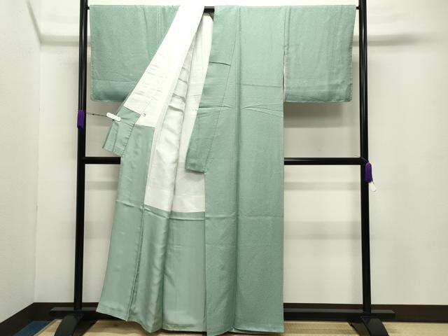 平和屋着物●上質な色無地 紋意匠 薄萌葱色 正絹 逸品 CABC8135gh