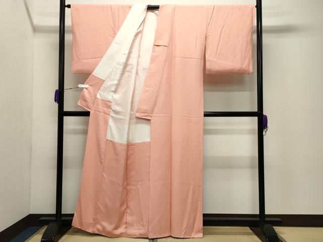 平和屋着物●本草木染作家 瑞寶 色無地 紋意匠 水柿色 正絹 逸品 CABC8158gh