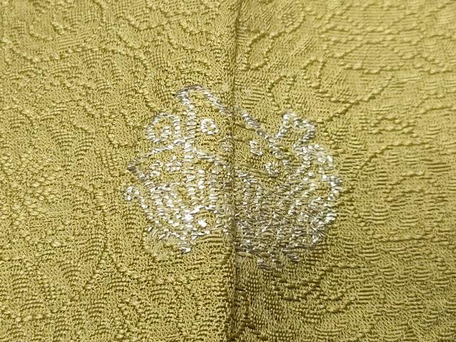 平和屋着物●上質な色無地 花唐草地紋 青朽葉色 正絹 逸品 未使用 CABC8196gh