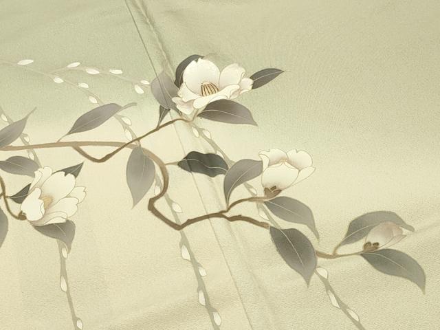 平和屋着物●中国三大刺繍 相良刺繍 訪問着 枝椿花文 暈し染め ロング丈 正絹 逸品 未使用 CABC8214gh
