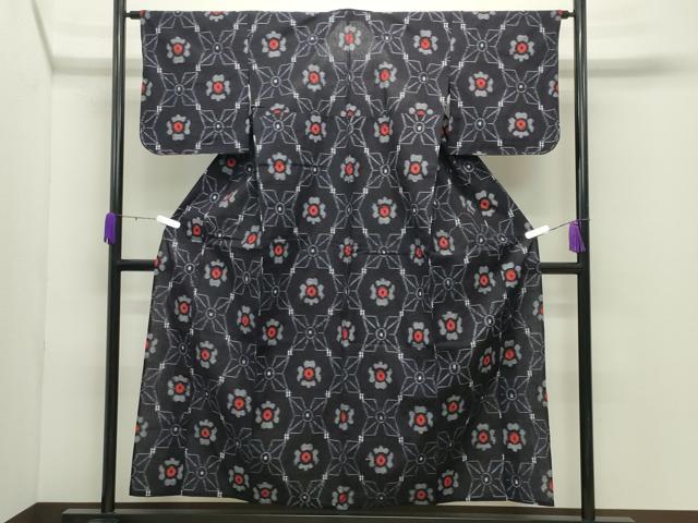平和屋着物●久留米絣 単衣 吉祥花文 綿 逸品 未使用 CABC8215gh