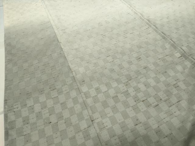 平和屋着物●訪問着 ぜんまい紬 市松霞文 正絹 逸品 CABC8221gh