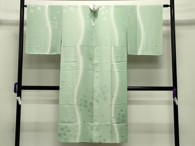 平和屋着物●長襦袢 無双仕立て 舞桜地紋 暈し染め 正絹 逸品 未使用 CABC8222gh