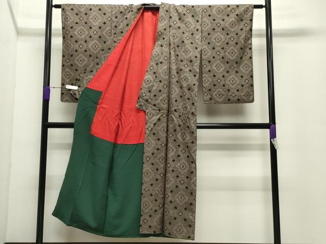 平和屋着物●本場大島紬 龍郷絣 菱吉祥文 正絹 逸品 CABC8223gh