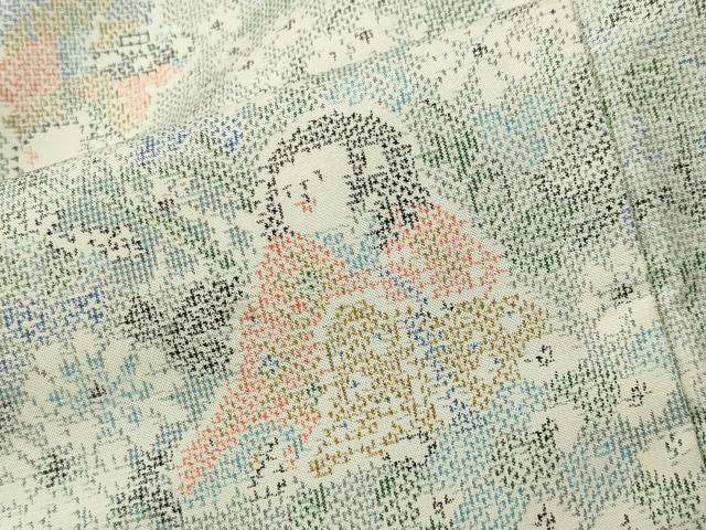 平和屋着物●上質な紬 人物花文 正絹 逸品 未使用 CABC8225gh