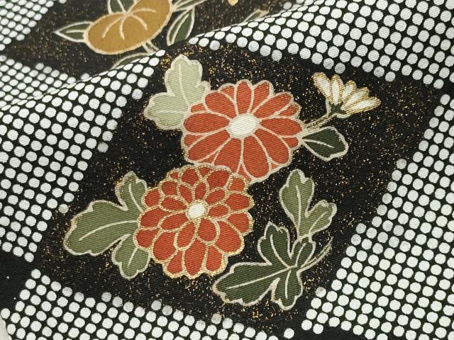 平和屋着物●創業460年・千總 黒留袖 駒刺繍 浜松水車草花文 金彩 正絹 逸品 CABC8229gh