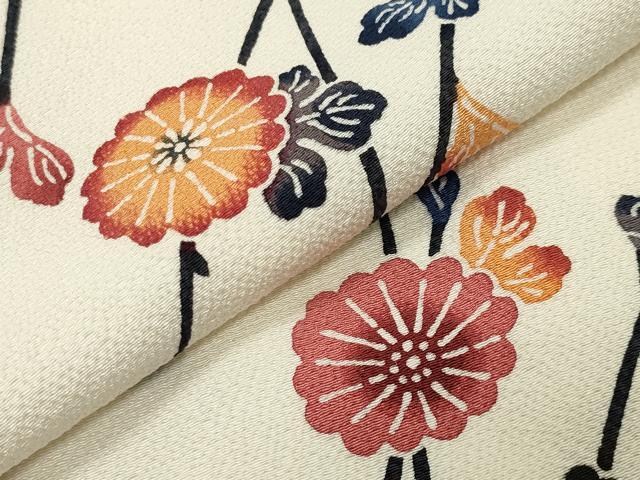 平和屋着物●上質な小紋 型染め 枝花文 正絹 逸品 CABC8247gh