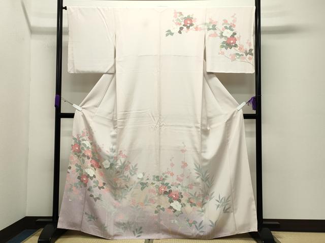 平和屋着物●訪問着 友禅 牡丹花文 暈し染め 正絹 逸品 CABC8257gh