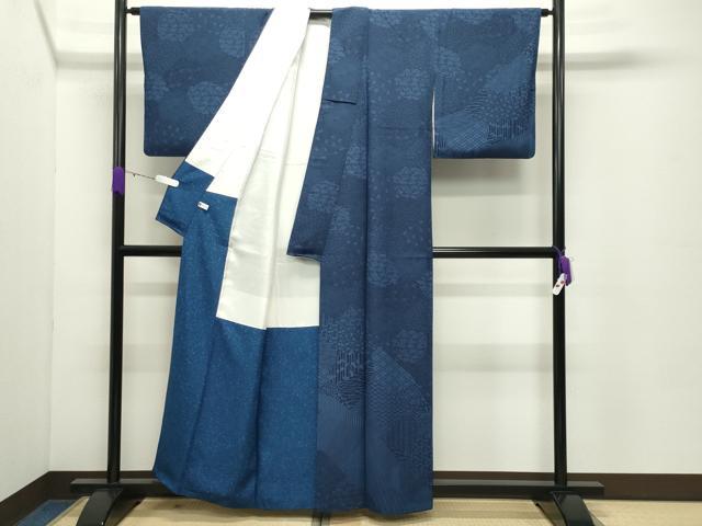平和屋着物●藍染作家 喜多野良造 訪問着 切嵌吉祥文 正絹 逸品 CABC8270gh
