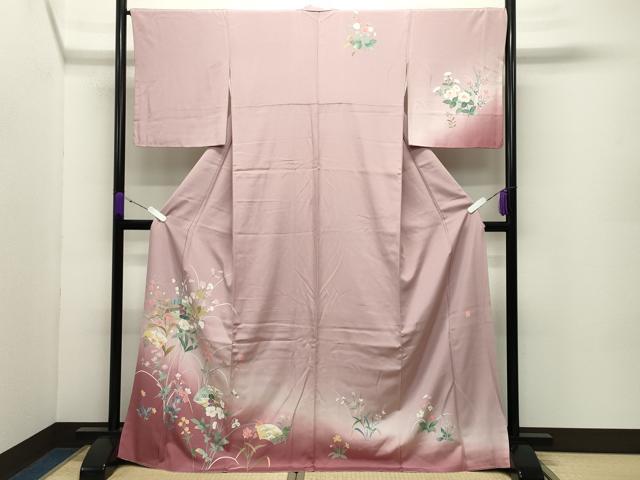 平和屋着物●訪問着 友禅 作家物 地紙人物花文 暈し染め 三越扱い ロング丈 正絹 逸品 CABC8292gh