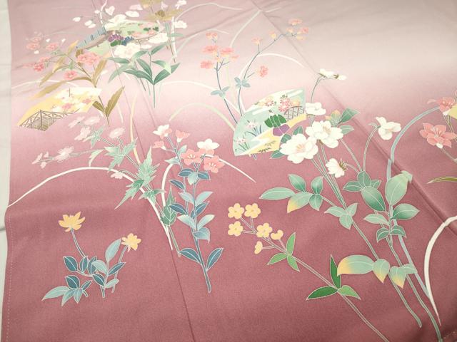 平和屋着物●訪問着 友禅 作家物 地紙人物花文 暈し染め 三越扱い ロング丈 正絹 逸品 CABC8292gh