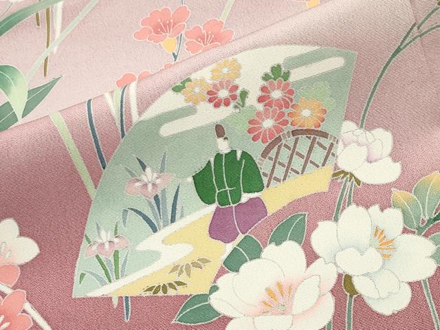 平和屋着物●訪問着 友禅 作家物 地紙人物花文 暈し染め 三越扱い ロング丈 正絹 逸品 CABC8292gh