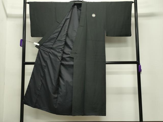 平和屋着物●男性 黒紋付 羽織セット 羽裏:龍 虎 正絹 逸品 未使用 CABC8301gh