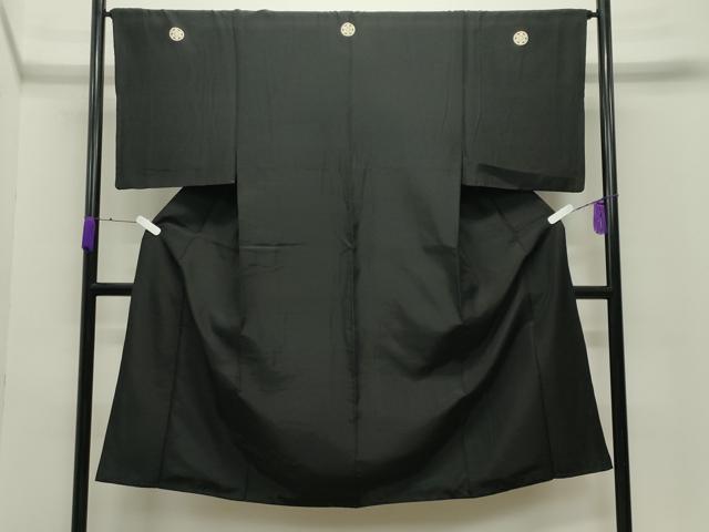 平和屋着物●男性 黒紋付 正絹 逸品 CABC8310gh