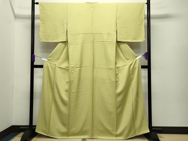 平和屋着物●本草木染作家 瑞寶 色無地 紋意匠 枯草色 正絹 逸品 未使用 CABC8335gh