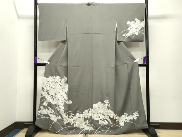 平和屋着物●訪問着 総刺繍 草花文 金糸 正絹 逸品 CABC8353gh