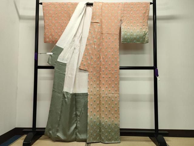 平和屋着物●訪問着 総絞り 孔雀羽文 暈し染め 正絹 逸品 CABC8354gh