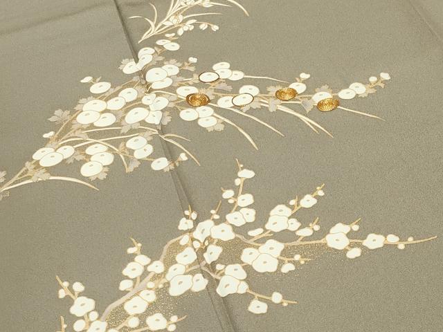 平和屋着物●訪問着 駒刺繍 万寿菊梅笹文 金彩 正絹 逸品 CABC8362gh