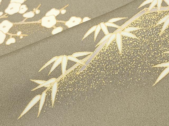 平和屋着物●訪問着 駒刺繍 万寿菊梅笹文 金彩 正絹 逸品 CABC8362gh