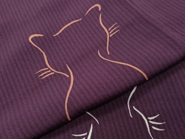 平和屋着物●絵描きのやす 小紋 猫 反端付き 正絹 逸品 未使用 CABC8376gh