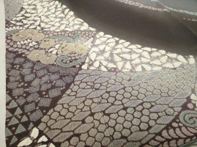 平和屋着物●十日町 名門 滝泰謹製 中国三大刺繍 相良刺繍 訪問着 辻が花 絞り 暈し染め 金通し地 正絹 逸品 CABC8390gh