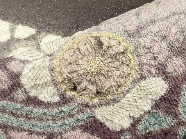 平和屋着物●十日町 名門 滝泰謹製 中国三大刺繍 相良刺繍 訪問着 辻が花 絞り 暈し染め 金通し地 正絹 逸品 CABC8390gh