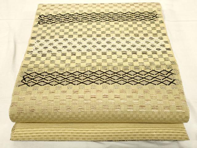 平和屋着物●八寸名古屋帯 横段文 正絹 逸品 CABC8417dy