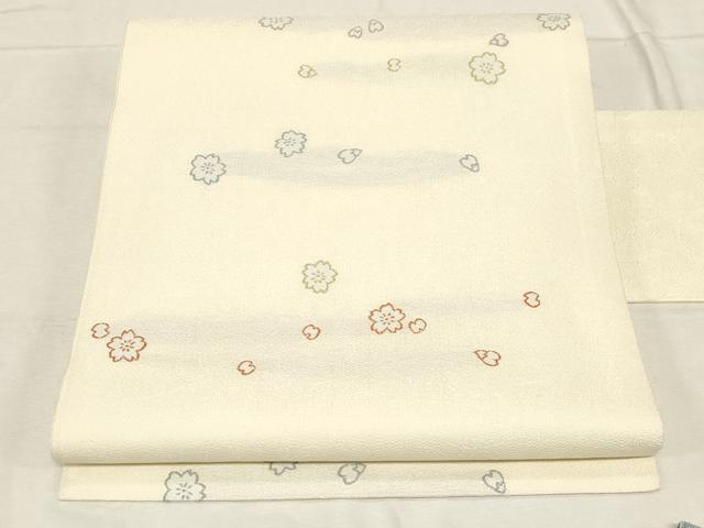 平和屋着物●九寸名古屋帯 舞花文 金糸 正絹 逸品 CABC8422dy