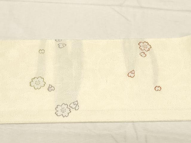 平和屋着物●九寸名古屋帯 舞花文 金糸 正絹 逸品 CABC8422dy