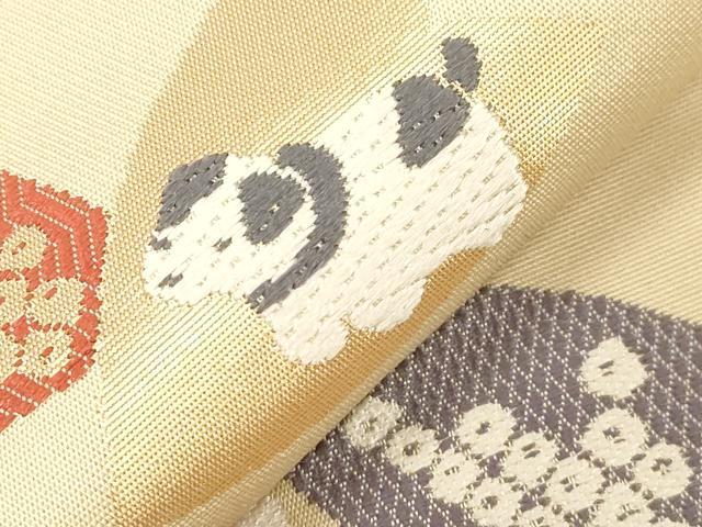 平和屋着物●九寸名古屋帯 更紗玩具文 金糸 正絹 逸品 CABC8442dy