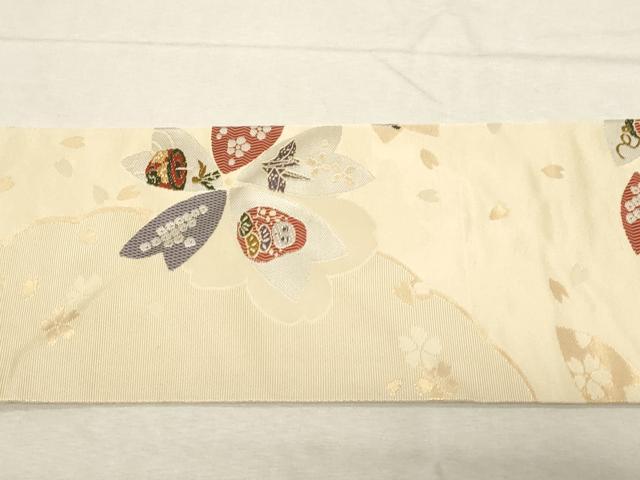 平和屋着物●九寸名古屋帯 更紗玩具文 金糸 正絹 逸品 CABC8442dy