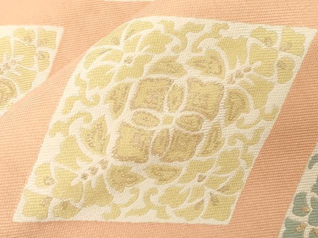平和屋着物●西陣最高峰・北尾織物匠 九寸開き名古屋帯 しづはた 菱花文 金糸 正絹 逸品 CABC8447dy