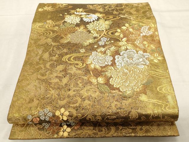 平和屋着物▼六通柄袋帯 更紗蒔絵文様 金銀糸 正絹 逸品 CABC8465dy