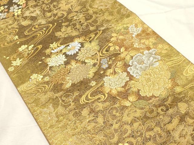 平和屋着物▼六通柄袋帯 更紗蒔絵文様 金銀糸 正絹 逸品 CABC8465dy