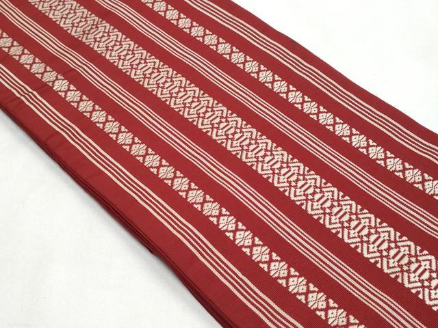 平和屋着物◎本場筑前博多織 半幅帯 献上 葡萄色 正絹 逸品 CABC8815fb