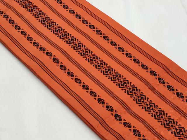 平和屋着物◎本場筑前博多織 半幅帯 献上 樺色 正絹 逸品 CABC8817fb