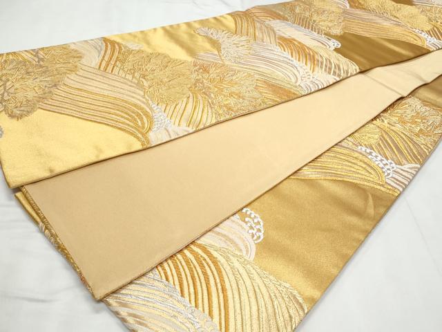 平和屋着物◎六通柄袋帯 唐織 立波松葉文 金銀糸 正絹 逸品 CABC8840fb