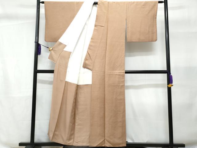 平和屋着物■上質な色無地 流水地紋 胡桃染色 正絹 逸品 CABC8932fb