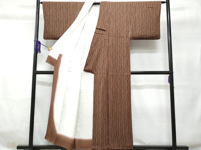 平和屋着物■上質な小紋 よろけ縞 鬼しぼ縮緬 正絹 逸品 CABC8990fb