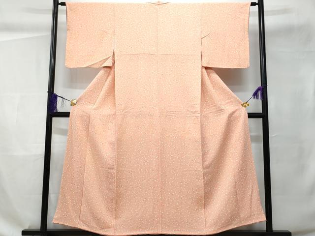 平和屋着物■上質な小紋 舞花文 鬼しぼ縮緬 正絹 逸品 CABC9120fb