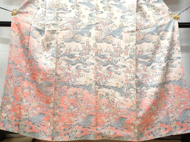 平和屋着物■訪問着 立波籬花文 暈し染め 正絹 逸品 CABC9143fb