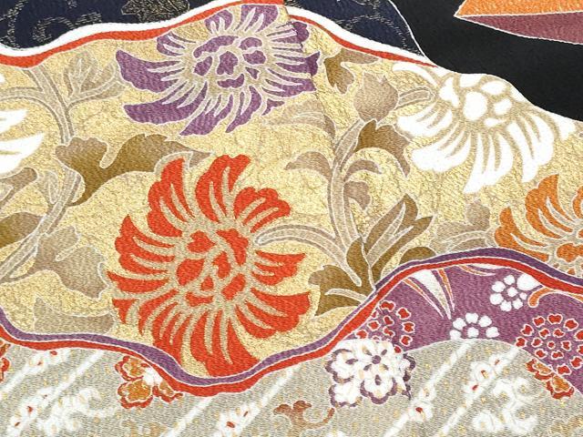 平和屋着物■豪華黒留袖 道長吉祥花文 背抜き仕立て 正絹 逸品 CABC9147fb